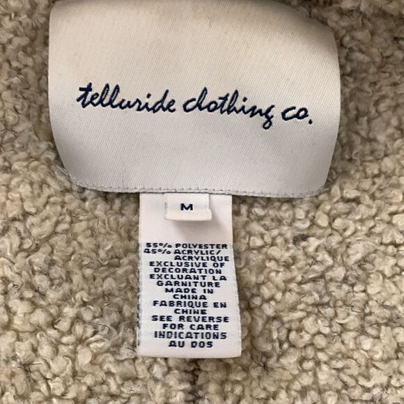 Telluride Clothing Co Camel Faux Shearling Coat With Embroidery At Cuffs Size M - Picture 15 of 17